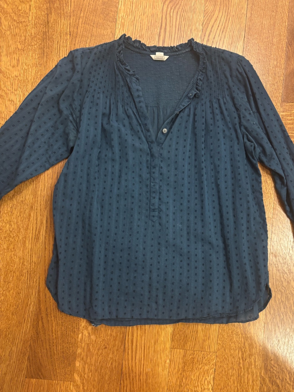 J Crew Point Sur Swiss dot pullover shirt ruffle dark teal 4